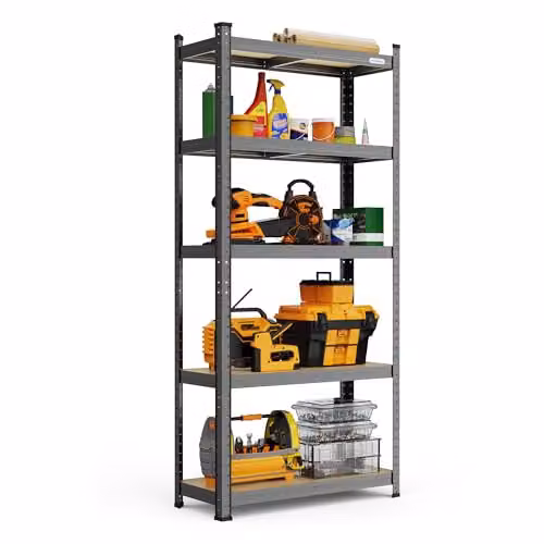 VonHaus 5-Tier Heavy Duty Steel Garage Shelving Unit in Grey – 1