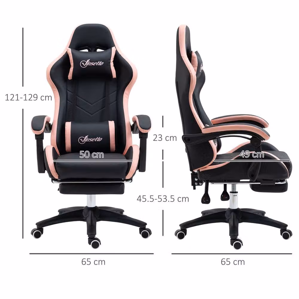 ERGOVEXA Black Synthetic Leather Computer Gaming Chair with Headrest and Armrests – 2