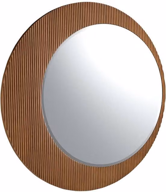 Angel Cerda Modern Round Walnut Wall Mirror in Brown, Diameter: 110 cm
