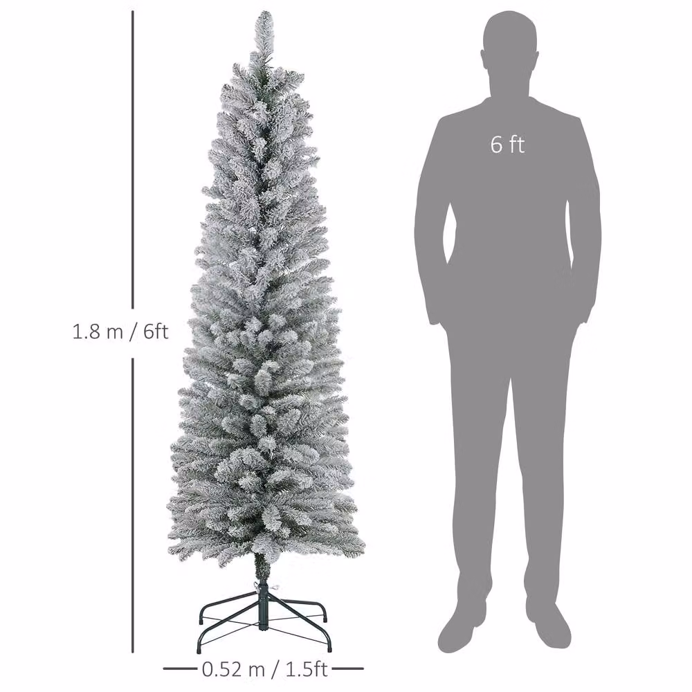 STILVORA 6ft Slim Christmas Tree with Snowy Branches in Green and White, Height: 182.88 cm – 3