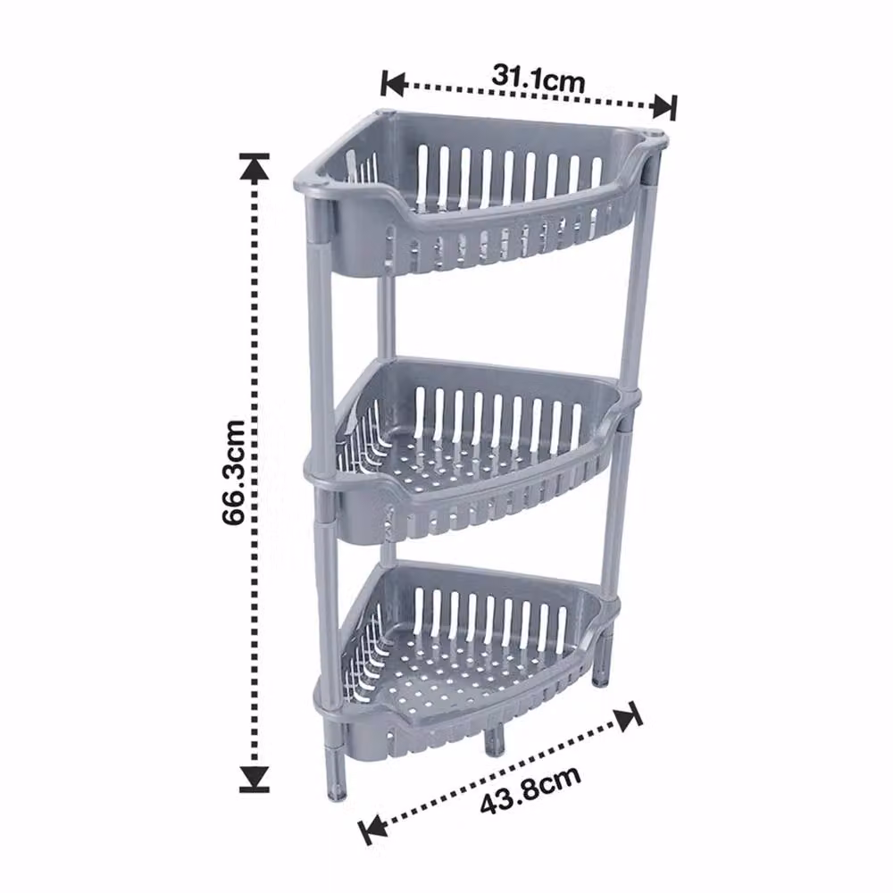 Nordara 3 Tier Freestanding Corner Storage Shower Rack and Bathroom Caddy in Grey – 2