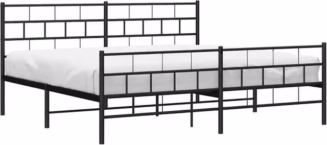 Berkfield Home Metal Bed Frame with Headboard and Footboard in Black, W/D/H: 187 x 90 x 187 cm – 1