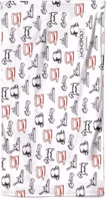 Monopoly White Graphic Pattern Quick-Drying Fluffy Beach Towel