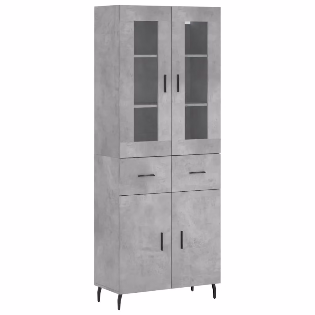 Berkfield Home Highboard in Concrete Grey, W/D/H: 69.5 x 34 x 180 cm – 2