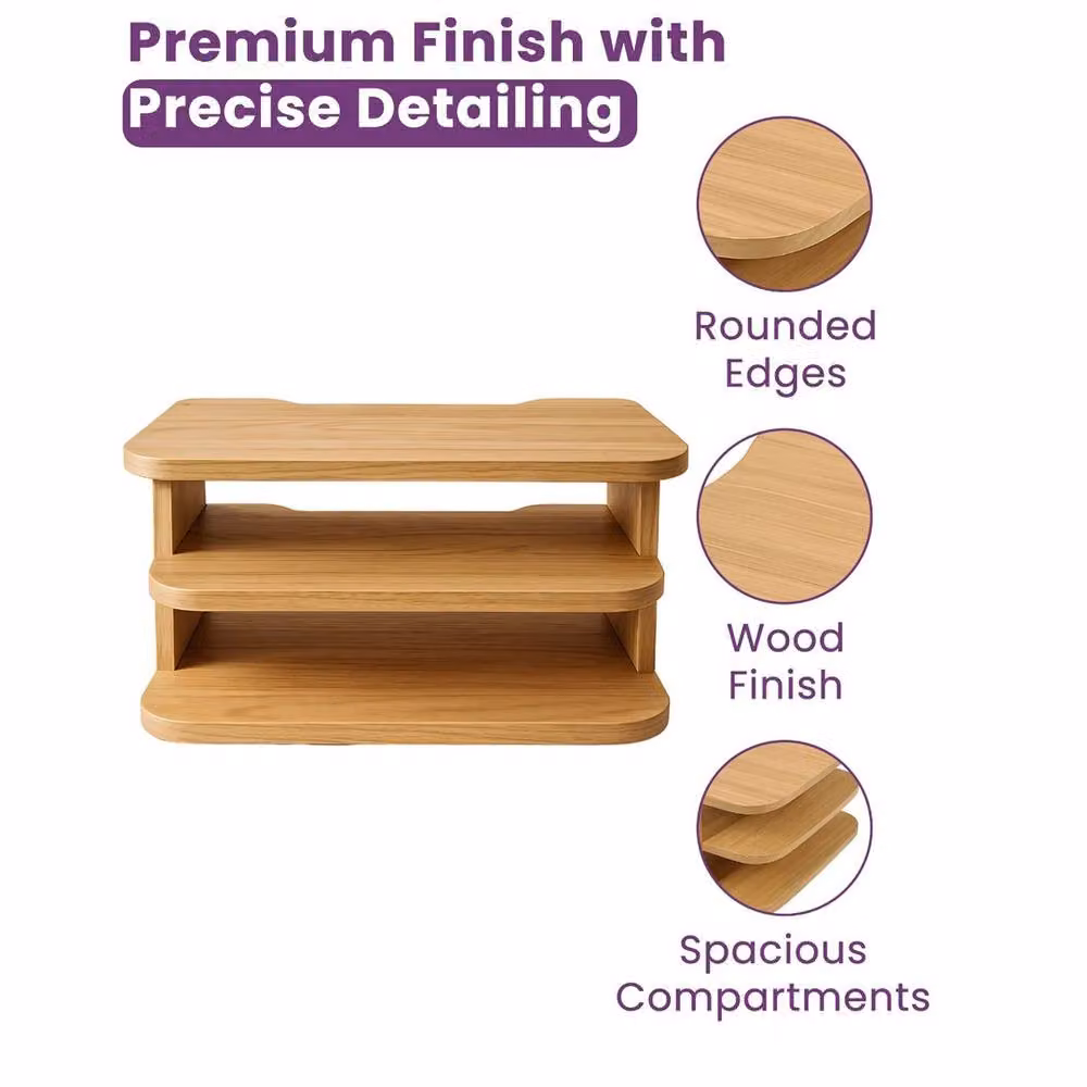 FORGEVIO Sky Box 3 Tier Floating Wall-Mounted Media Shelf in Natural Brown – 2
