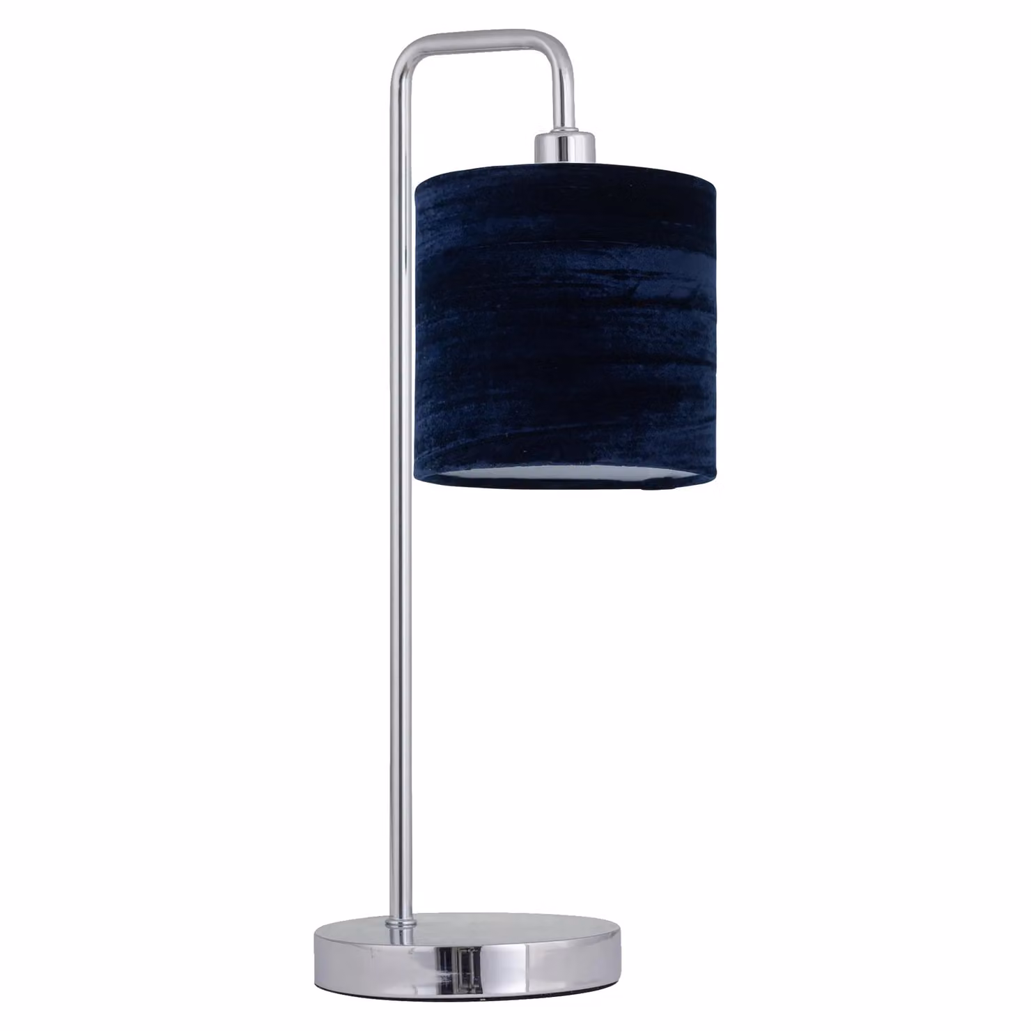 First Choice Lighting Set of 2 Chrome Arch Table Lamps with Blue Fabric Shades – 2