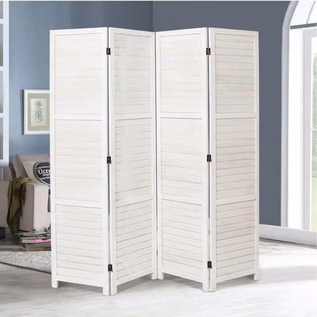 Livingandhome Shabby Chic Solid Wood and Metal Room Divider in White, Height: 160 cm