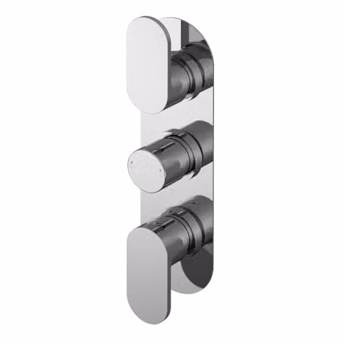 Nuie Binsey Modern Round Twin Concealed Thermostatic Shower Valve with Diverter and Lever Handles, Chrome