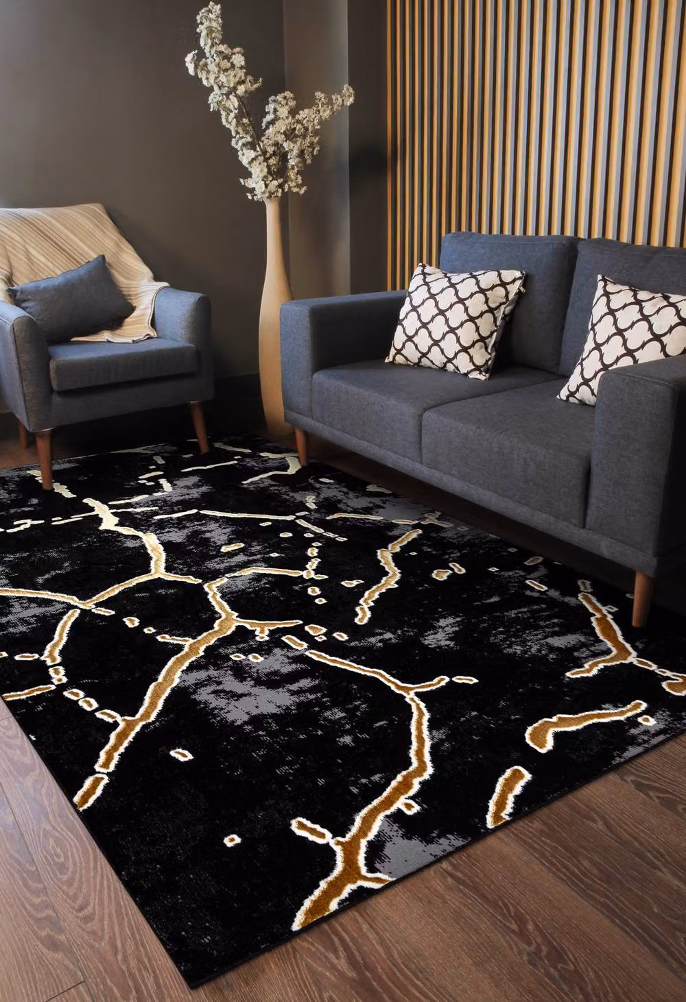RugsX Allure Geometric Modern Rug in Black, W: 160 cm, L: 220 cm – 5