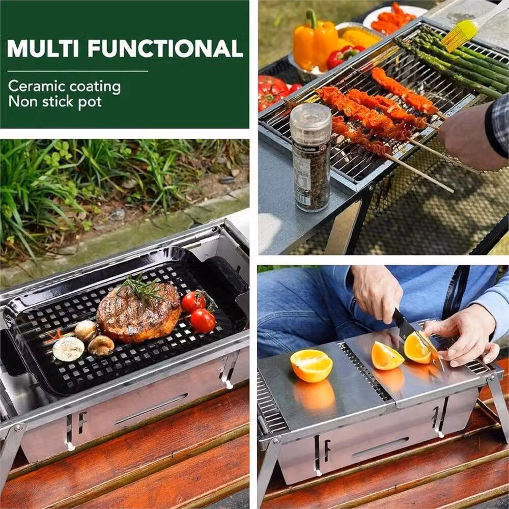 Havendro Stainless Steel Portable Folding Charcoal BBQ Grill in Silver – 5