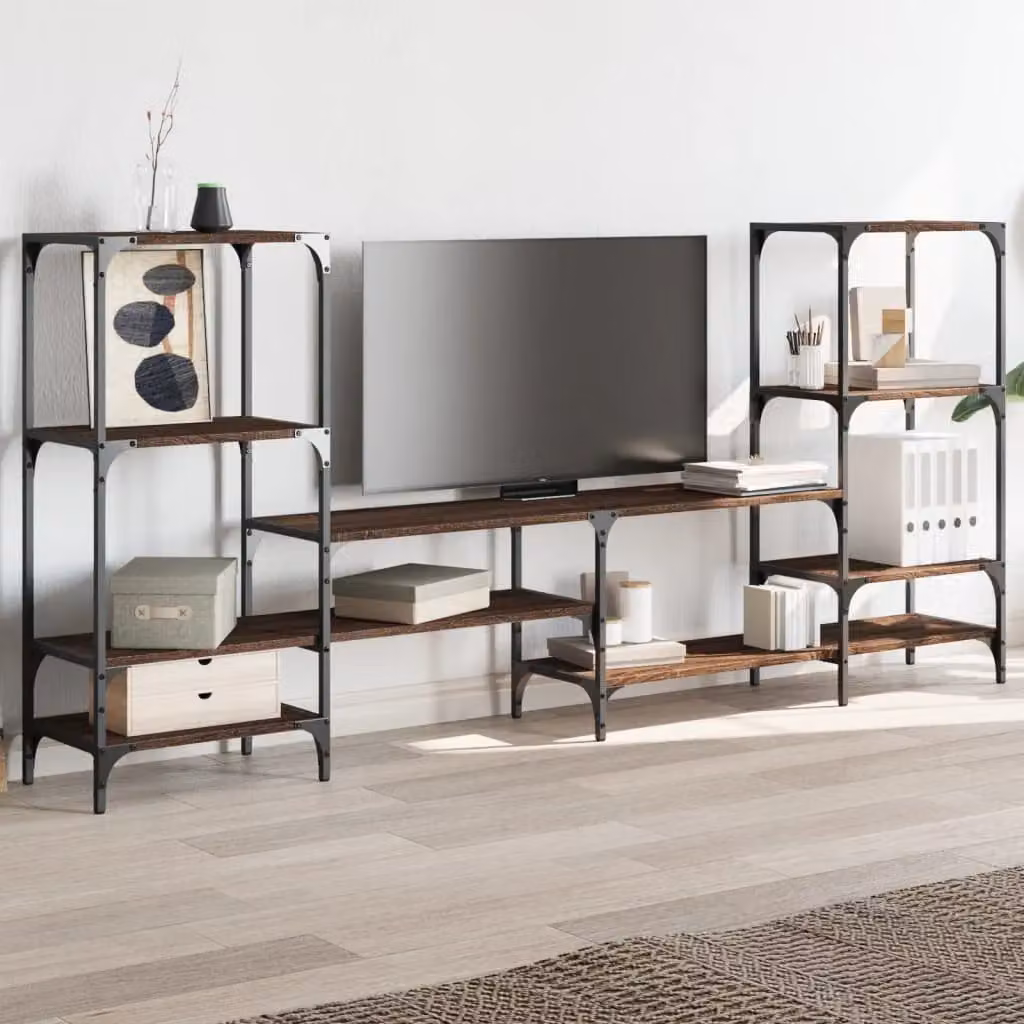 Berkfield Home Brown Oak TV Cabinet, W: 206.5 cm, D: 28.5 cm, H: 95 cm – 3