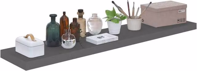 Berkfield Home High Gloss Grey Floating Wall Shelf, W/D/H: 120 x 23.5 x 3.8 cm