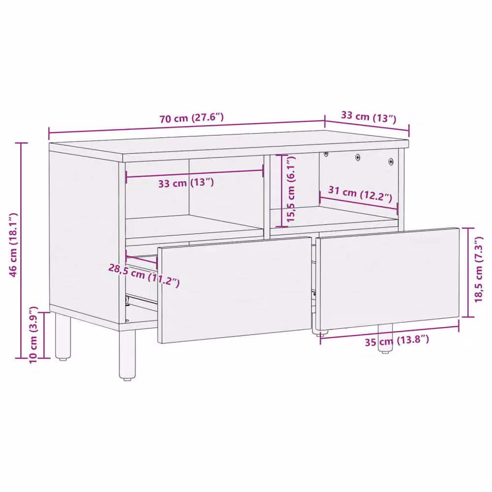 Berkfield Home Modern Black TV Cabinet W/D/H: 70 x 33 x 46 cm – 5