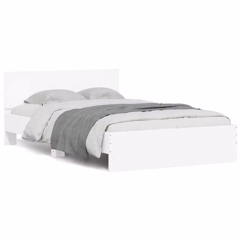 Berkfield Home Durable Bed Frame with Headboard and Under-Bed LED Lighting, White, W/D/H: 120 x 200 x 70 cm