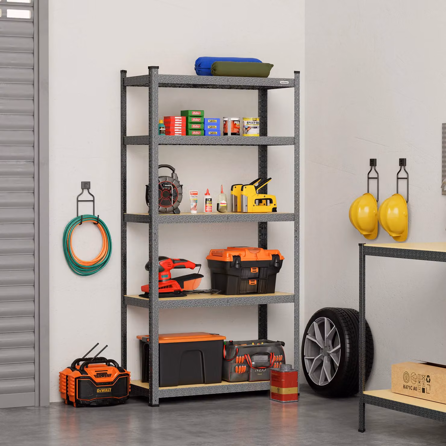 VonHaus 5 Tier Heavy Duty Garage Shelving Unit in Grey, W/D/H: 180 x 90 x 40 cm – 2
