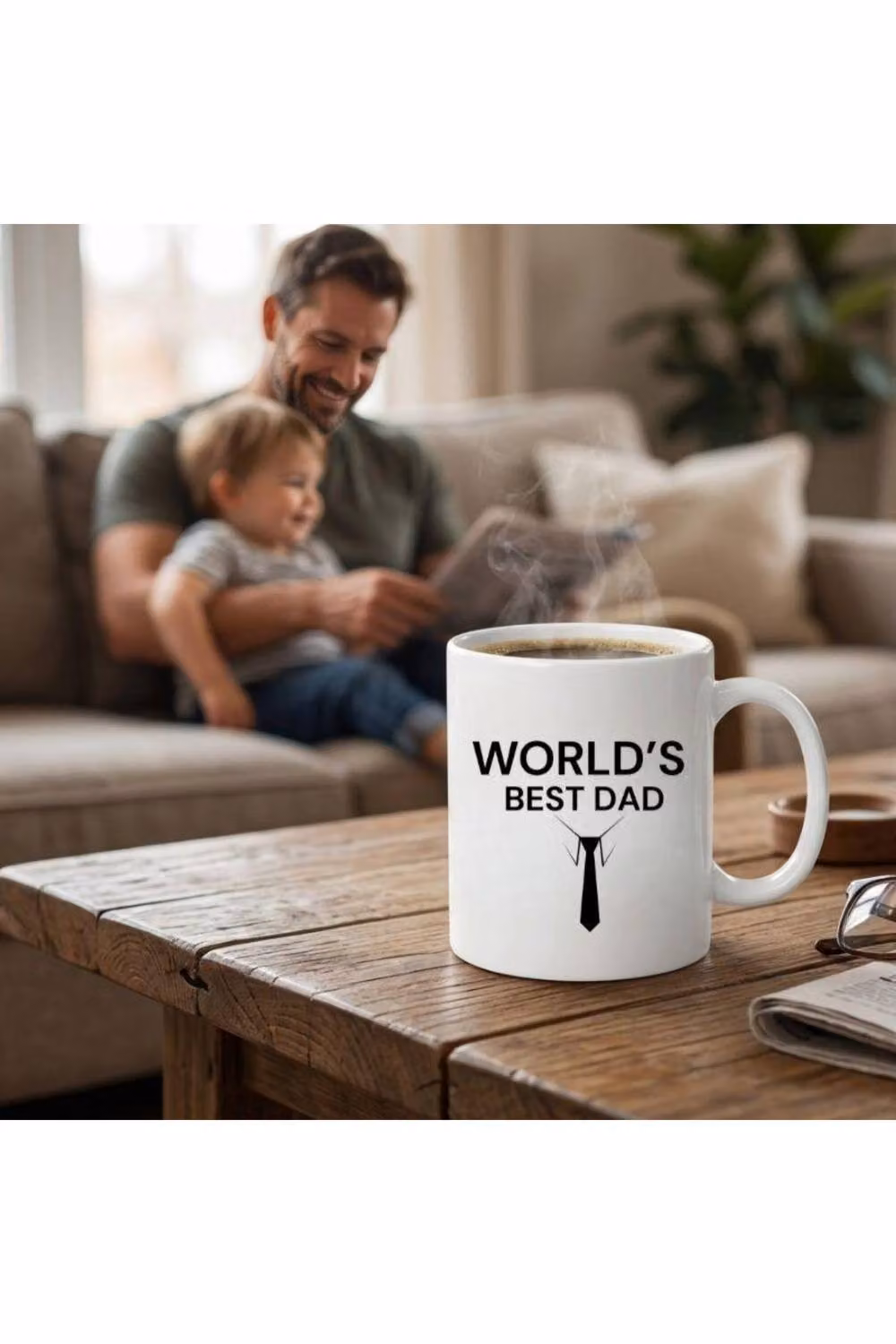 Dyzi World's Best Dad Ceramic Coffee Mug, 320ml, White – 2