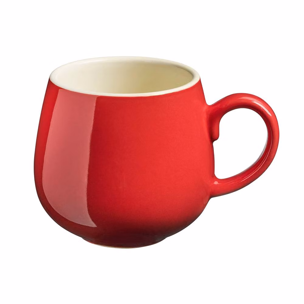 Cooks Professional 4pc Red Ceramic Stoneware Tea and Coffee Mug Set, 350ml per mug – 2