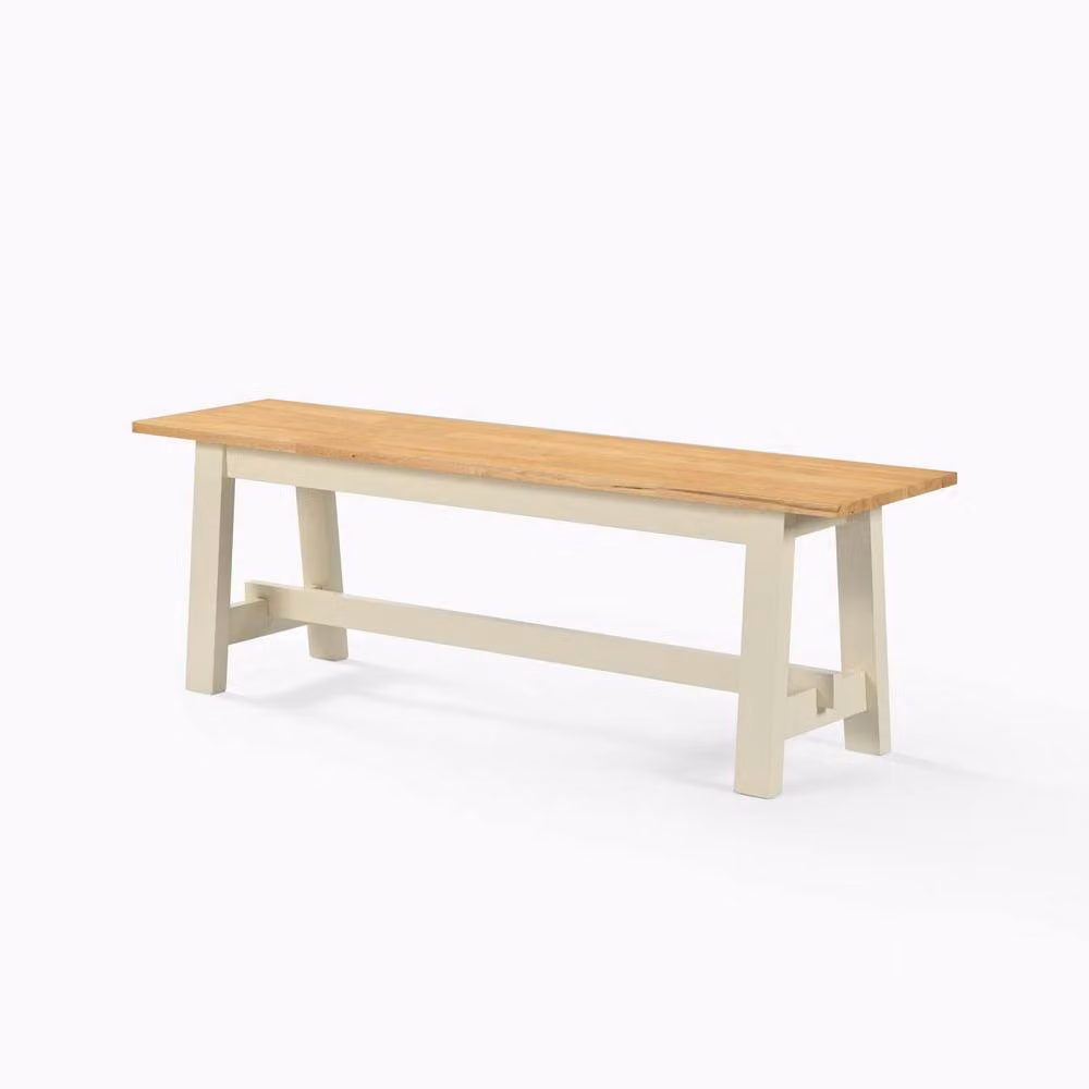 FurnitureboxUK Blakeney Oak and Beige Solid Wood Dining Bench – 2