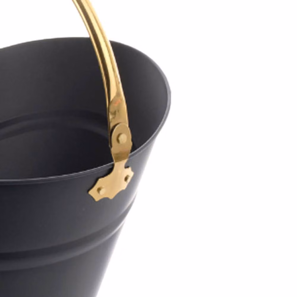 Leecroft Waterloo Bucket in Black and Brass, Diameter: 40.64 cm – 2