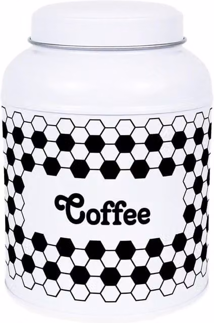 Purely Home Geometric Hexagon Metal Tea Canister with Small Dommed Lid in Black or White