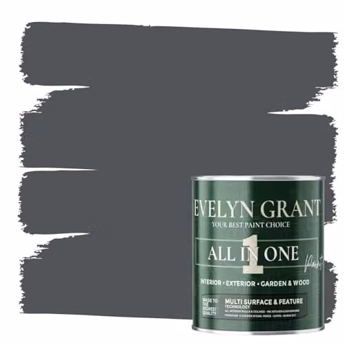 Evelyn Grant All-In-One Multi-Surface Indoor and Outdoor Paint, Anthracite Grey, 1 l, Satin