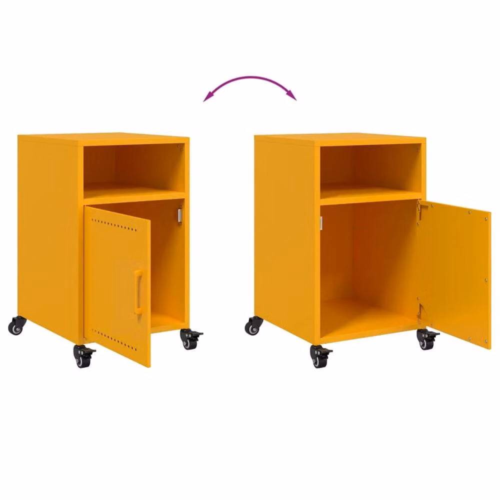Berkfield Home Set of 2 Mustard Yellow Metal Bedside Cabinets, W/D/H: 36 x 39 x 59 cm – 3