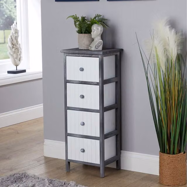 Home Source Mosbach Modern Wooden Chest of Drawers in Grey and White