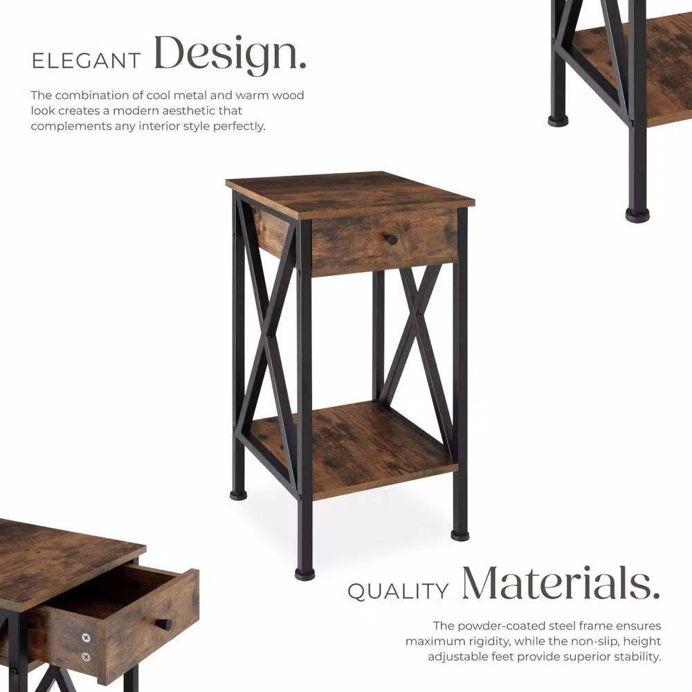 tectake Dayton Bedside Table in Dark Brown – 3