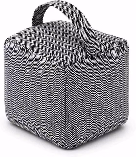FLAVORA Grey Fabric Weighted Cube Door Stop