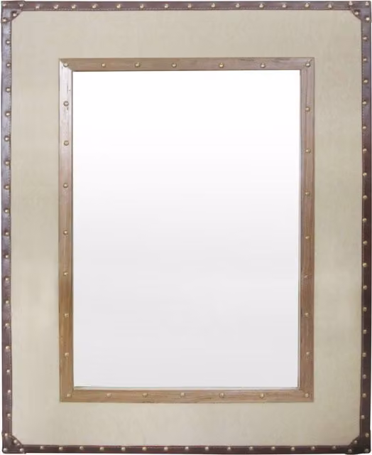 Orsina Linella Rectangular Hanging Mirror in Beige, Sand and Brown with Natural Linen and Cotton Mix