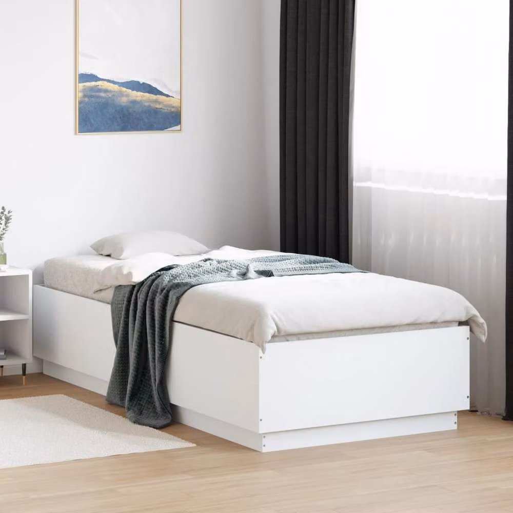 Berkfield Home Modern Bed Frame in White, W/D/H: 90 x 200 cm – 2