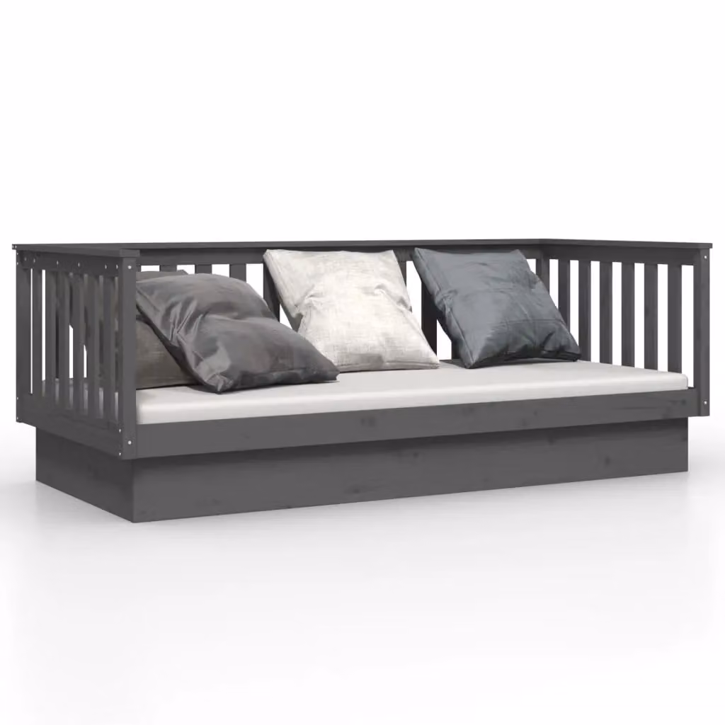 Berkfield Home Rustic Grey Day Bed in Solid Pine Wood, W/D/H: 80 x 200 cm – 2