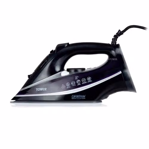 Tower Steam Iron with Ceramic Non-Stick Soleplate and Anti-Calc System, Purple – 1