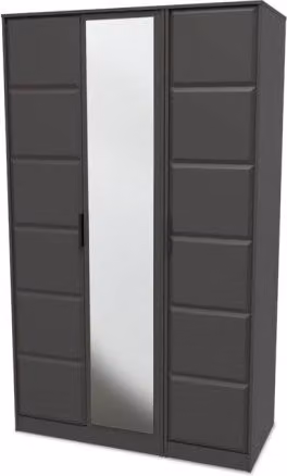 Welcome New York 3 Door Tall Mirrored Triple Wardrobe in Grey