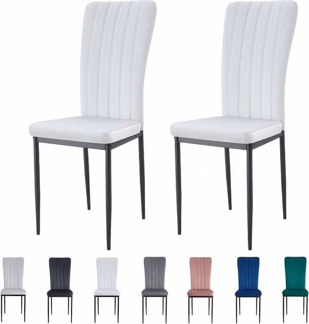 MCC Direct Elle Set of 2 Beige Velvet Upholstered Dining Chairs