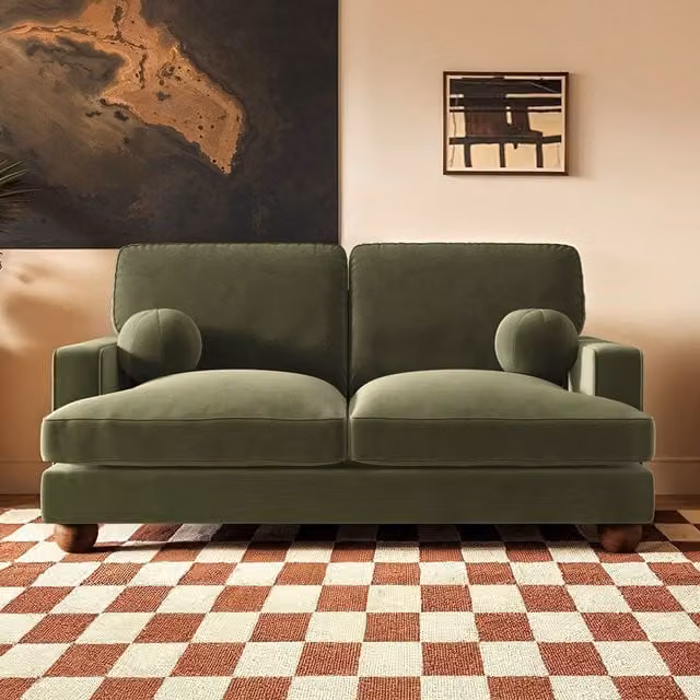 SolaceCo Addison 2 Seater Velvet Sofa in Green