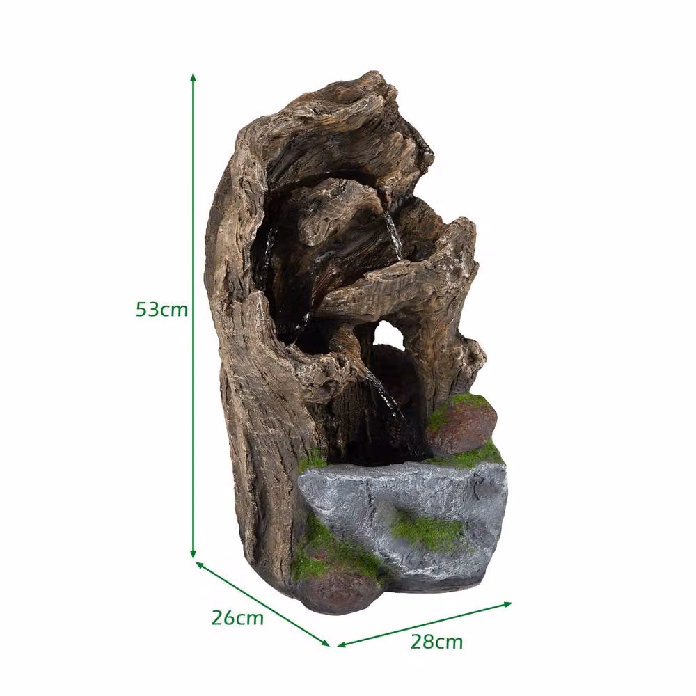Gymax Tabletop Cascading Rock Waterfall LED Outdoor Water Fountain in Brown, W/D/H: 26.0 x 28.0 x 53.0 cm – 2