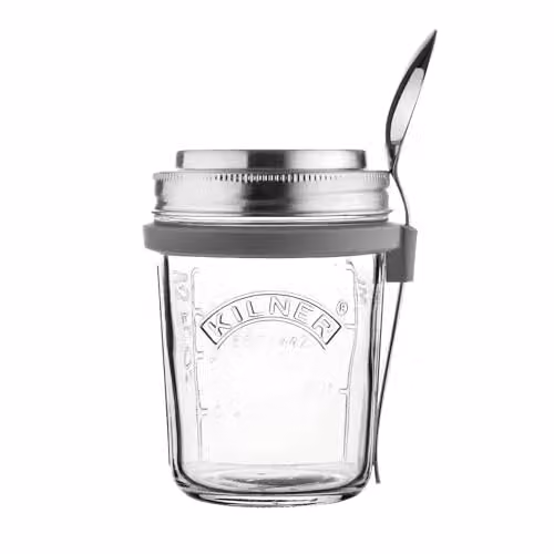 Kilner 0.35 l Transparent Breakfast Jar Set with Stainless Steel Spoon and Measuring Lid – 1