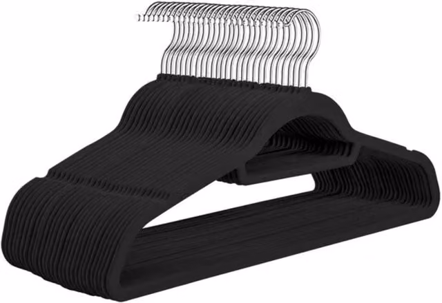 Home Republic Black Velvet Non-Slip Space Saving Hangers, Set of 30