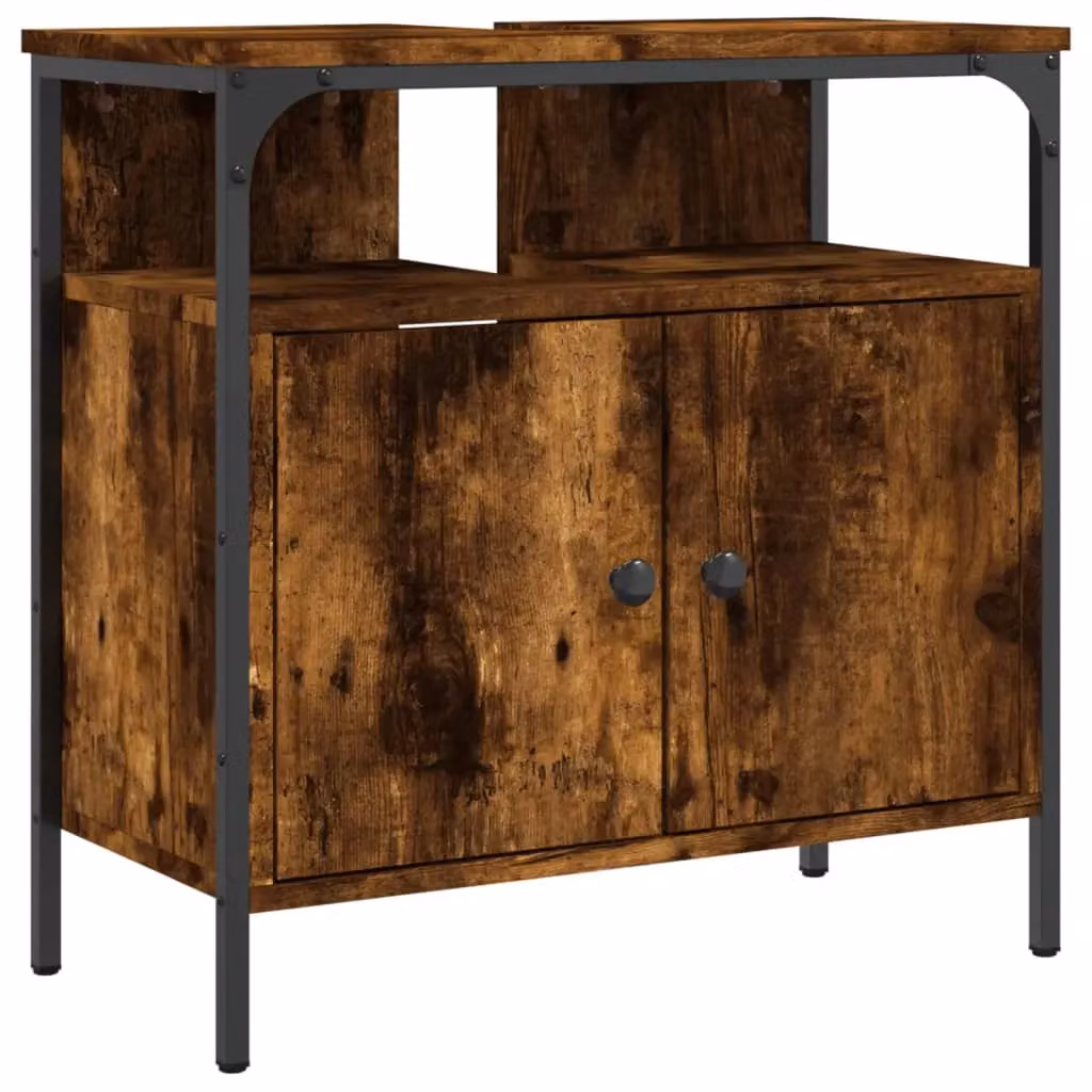 Berkfield Home Smoked Oak Bathroom Sink Cabinet in Brown, W/D/H: 60 x 30 x 60 cm – 2
