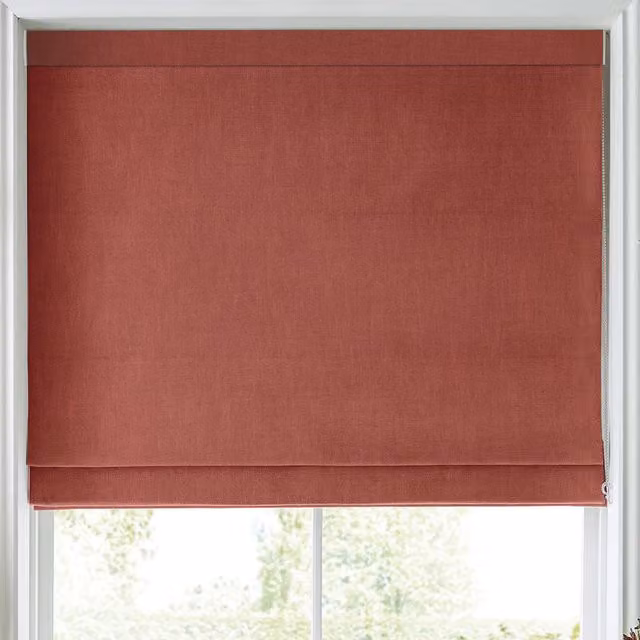 Laura Ashley Swanson Made to Measure Blackout Roman Blind in Crimson Red and Orange