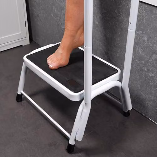 Gr8 Home Single Step Caravan Stool with Safety Handrail in White – 2