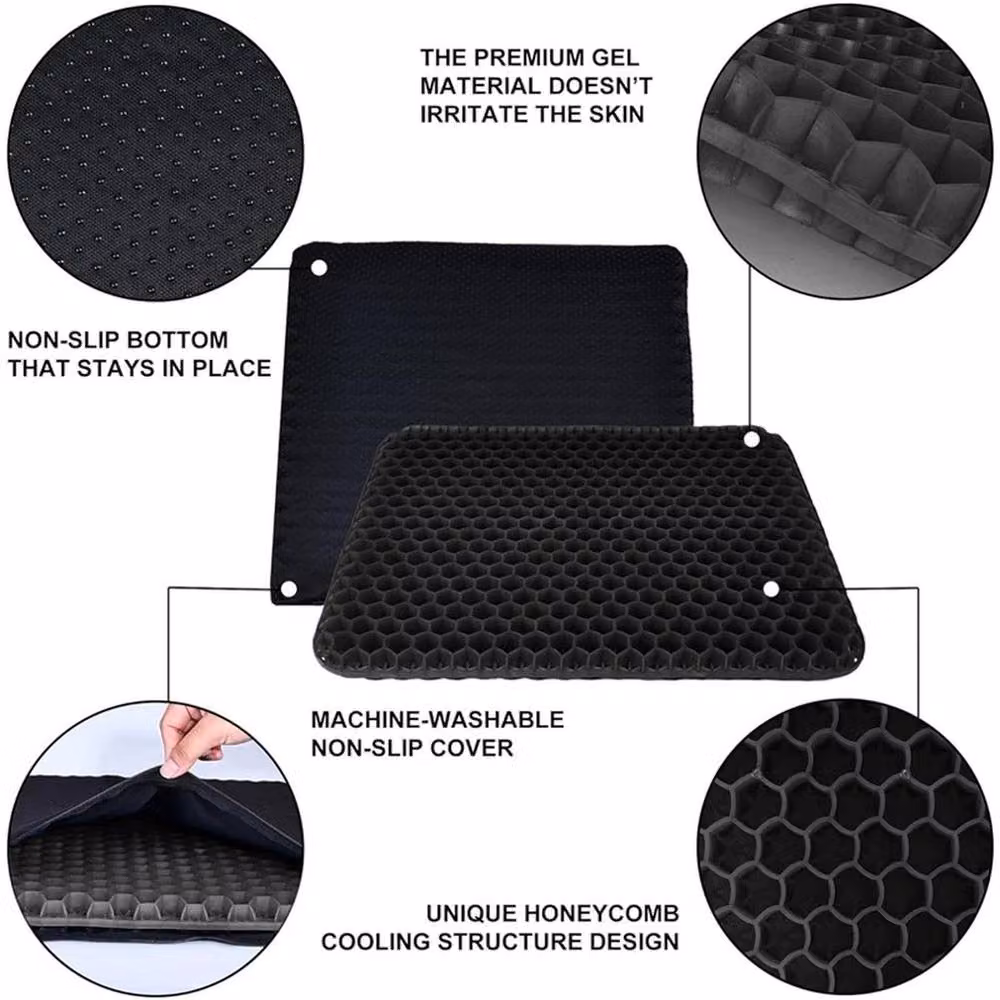 VOGREX Double Thick Orthopedic Gel Egg Seat Cushion in Black – 4