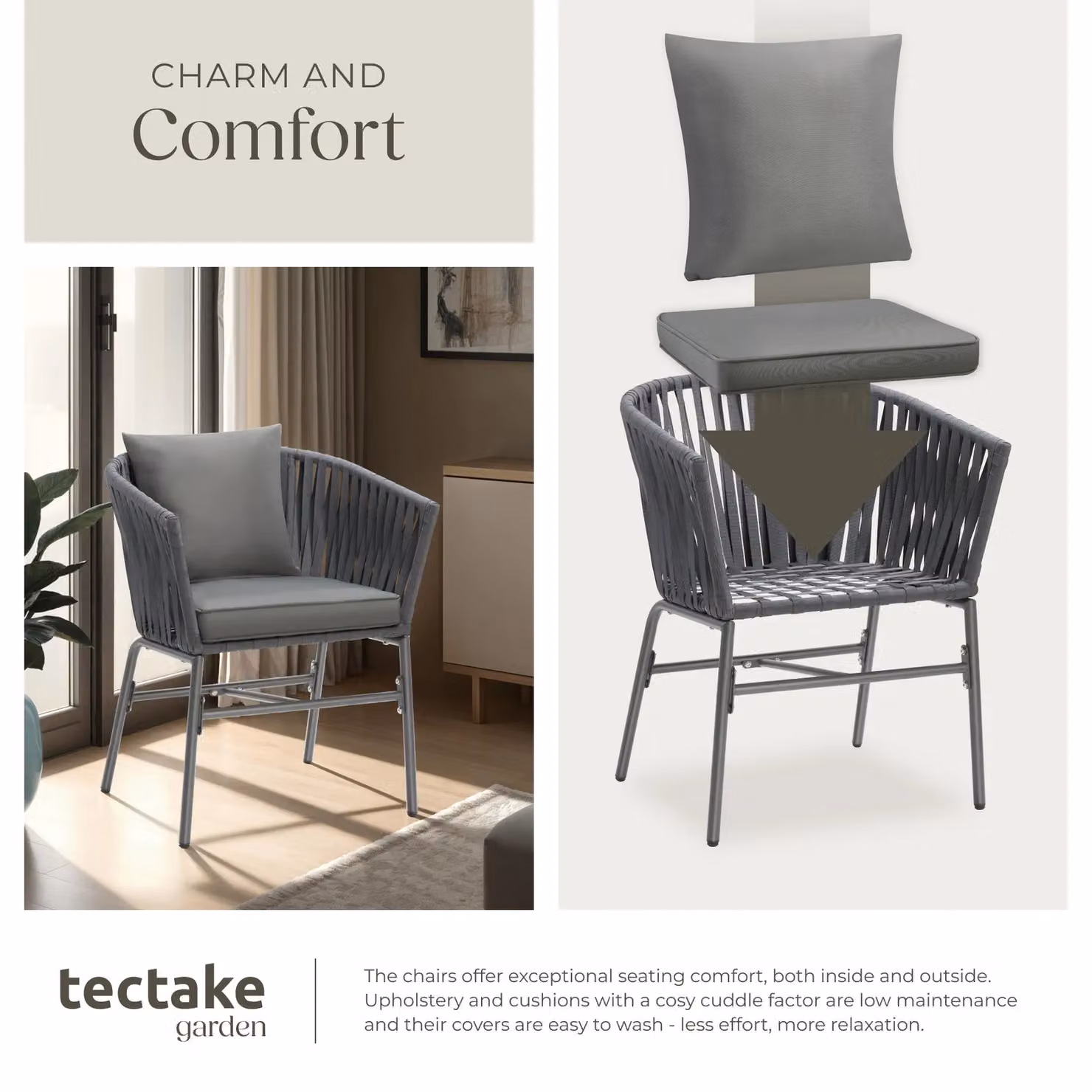 tectake Valeiras Accent Chair in Dark Grey for 6 Adults – 6