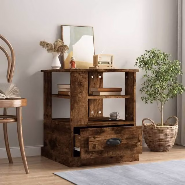 Berkfield Home Smoked Oak Side Table in Brown, W/D/H: 50 x 50 x 60 cm – 1