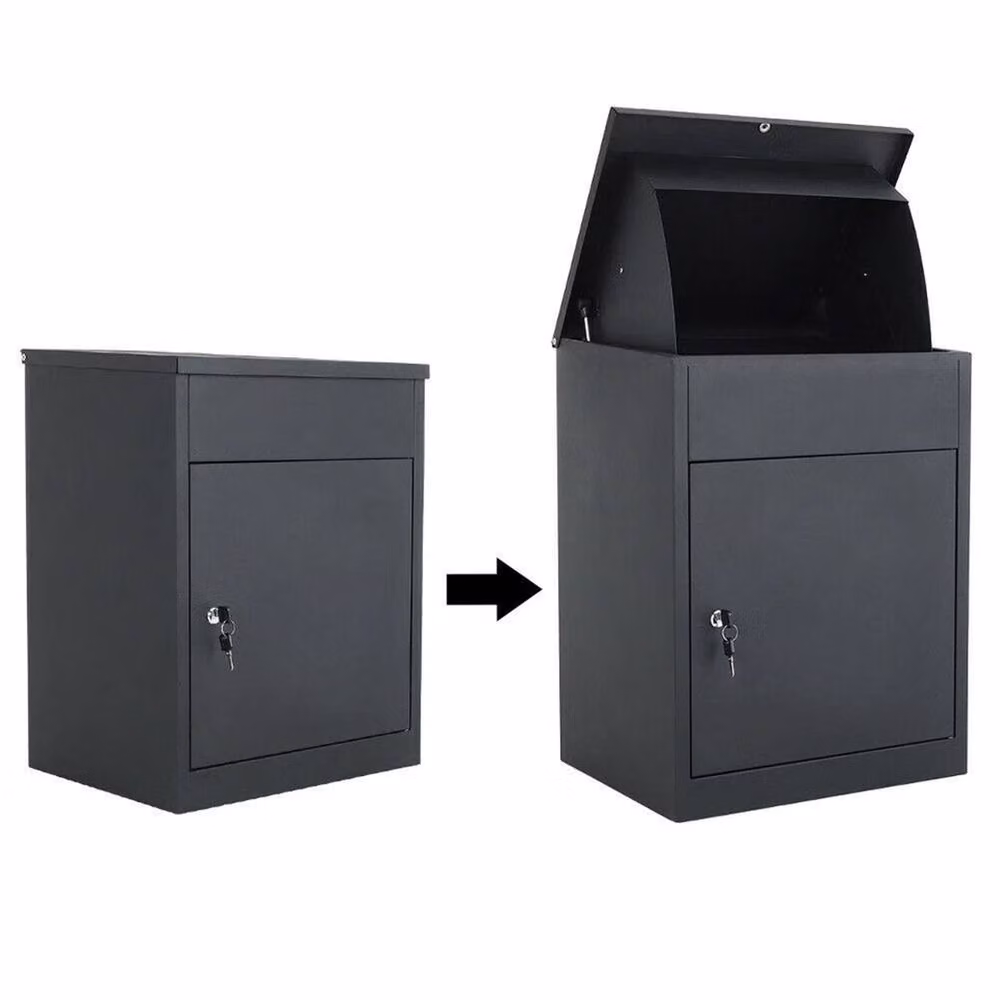 EONLION Lockable Parcel Delivery Drop Box, Black, W/D/H: 50 x 50 x 50 cm – 2