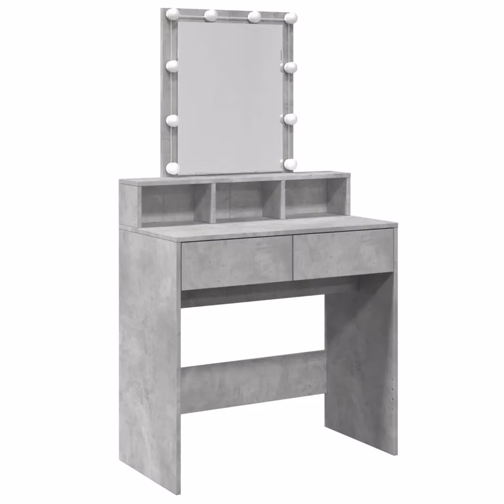 Berkfield Home Modern Dressing Table with Hollywood LED in Grey, W/D/H: 80 x 41 x 144.5 cm – 2