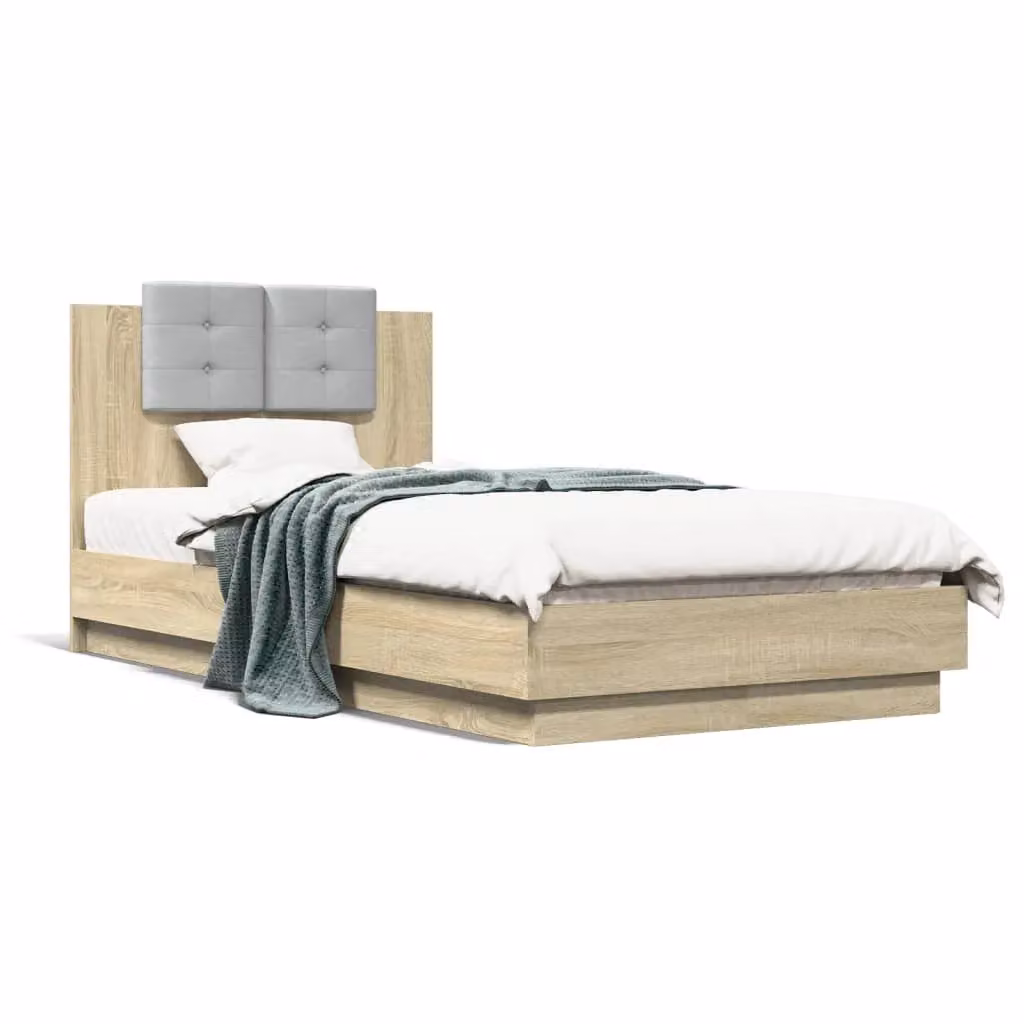 Berkfield Home Sonoma Oak Small Single Bed Frame in Brown, W/D/H: 75 x 190 cm – 2