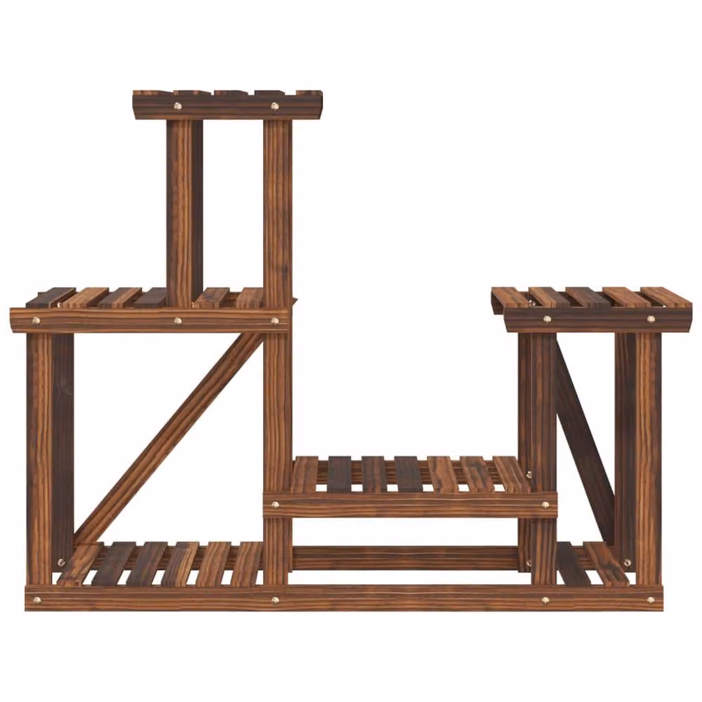 Berkfield Home Elegant Flower Stand in Brown Solid Wood, W/D/H: 90 x 25 x 73.5 cm – 4
