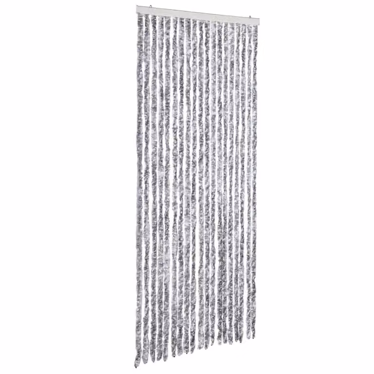 Berkfield Home Striped Chenille Insect Curtain in White, Grey and Multicolour, W: 56 cm, H: 185 cm